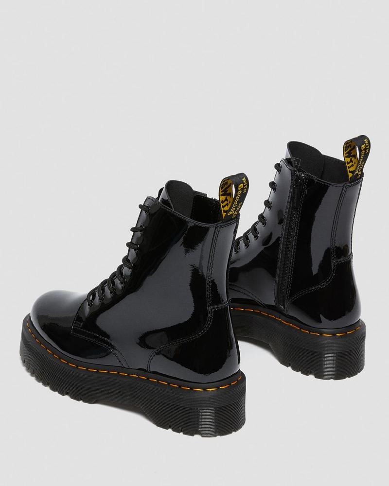 Dr Martens Jadon Lak Læder Platform Støvler Dame Sort | DK 242TCE